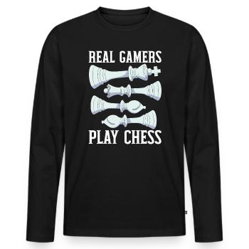 Chess Board Game Checkmate Strategy Chess Player - Men's Premium Organic Long Sleeve Shirt - black - Front - Nico (187cm)