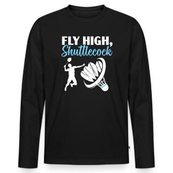Federball Badmintonspieler Smash Racket Sport - Männer Premium Bio Langarmshirt - Schwarz - Vorne - Nico (187cm)