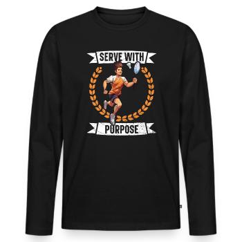Shuttlecock Badminton Player Smash Racquet Sports - Men's Premium Organic Long Sleeve Shirt - black - Front - Nico (187cm)