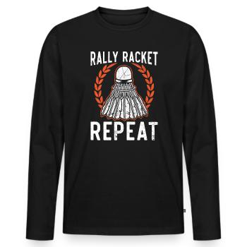 Shuttlecock Badminton Player Smash Racquet Sports - Men's Premium Organic Long Sleeve Shirt - black - Front - Nico (187cm)