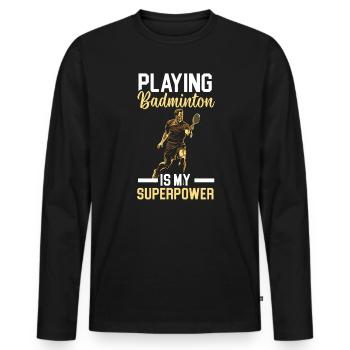 Federball Badmintonspieler Smash Racket Sport - Männer Premium Bio Langarmshirt - Schwarz - Vorne - Nico (187cm)