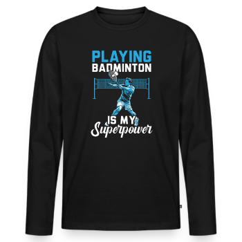 Federball Badmintonspieler Smash Racket Sport - Männer Premium Bio Langarmshirt - Schwarz - Vorne - Nico (187cm)