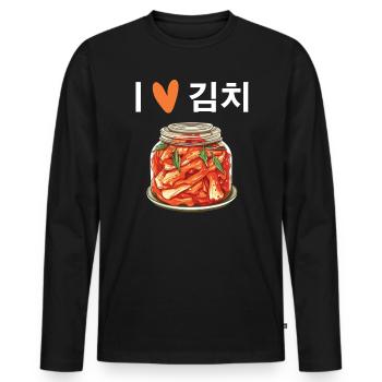 Kimchi Lover Korean Cuisine Spicy Food South Korea - Men's Premium Organic Long Sleeve Shirt - black - Front - Nico (187cm)