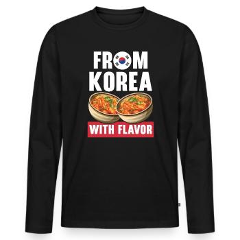 Kimchi Lover Korean Cuisine Spicy Food South Korea - Men's Premium Organic Long Sleeve Shirt - black - Front - Nico (187cm)