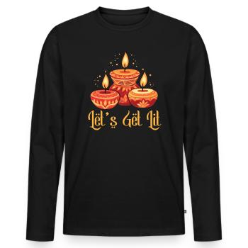Happy Diwali Diwali Festival Indian Hindu Hinduism - Men's Premium Organic Long Sleeve Shirt - black - Front - Nico (187cm)