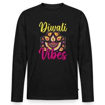 Happy Diwali Diwali Festival Indian Hindu Hinduism - Men's Premium Organic Long Sleeve Shirt - black - Front - Nico (187cm)