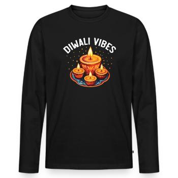 Happy Diwali Diwali Festival Indian Hindu Hinduism - Men's Premium Organic Long Sleeve Shirt - black - Front - Nico (187cm)