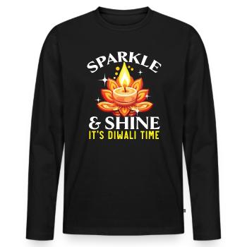 Happy Diwali Diwali Festival Indian Hindu Hinduism - Men's Premium Organic Long Sleeve Shirt - black - Front - Nico (187cm)