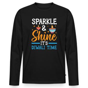 Happy Diwali Diwali Festival Indian Hindu Hinduism - Men's Premium Organic Long Sleeve Shirt - black - Front - Nico (187cm)