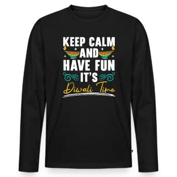 Joyeux Diwali Diwali Festival Hindouisme hindou indien - T-shirt manches longues Premium bio Homme - noir - Devant - Nico (187cm)