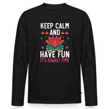 Joyeux Diwali Diwali Festival Hindouisme hindou indien - T-shirt manches longues Premium bio Homme - noir - Devant - Nico (187cm)