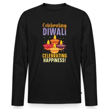Happy Diwali Diwali Festival Indian Hindu Hinduism - Men's Premium Organic Long Sleeve Shirt - black - Front - Nico (187cm)