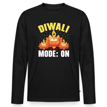 Happy Diwali Diwali Festival Indian Hindu Hinduism - Men's Premium Organic Long Sleeve Shirt - black - Front - Nico (187cm)