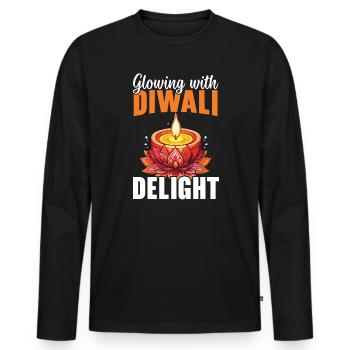 Happy Diwali Diwali Festival Indian Hindu Hinduism - Men's Premium Organic Long Sleeve Shirt - black - Front - Nico (187cm)