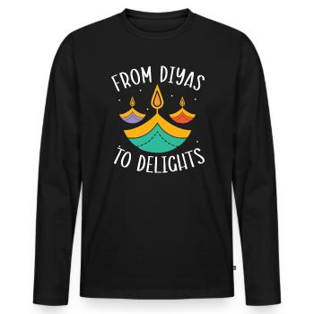 Happy Diwali Diwali Festival Indian Hindu Hinduism - Men's Premium Organic Long Sleeve Shirt - black - Front - Nico (187cm)