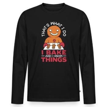 Bäcker Bäckerei Kuchen Brot Muffin Gebäck Lebensmittel Backen - Männer Premium Bio Langarmshirt - Schwarz - Vorne - Nico (187cm)