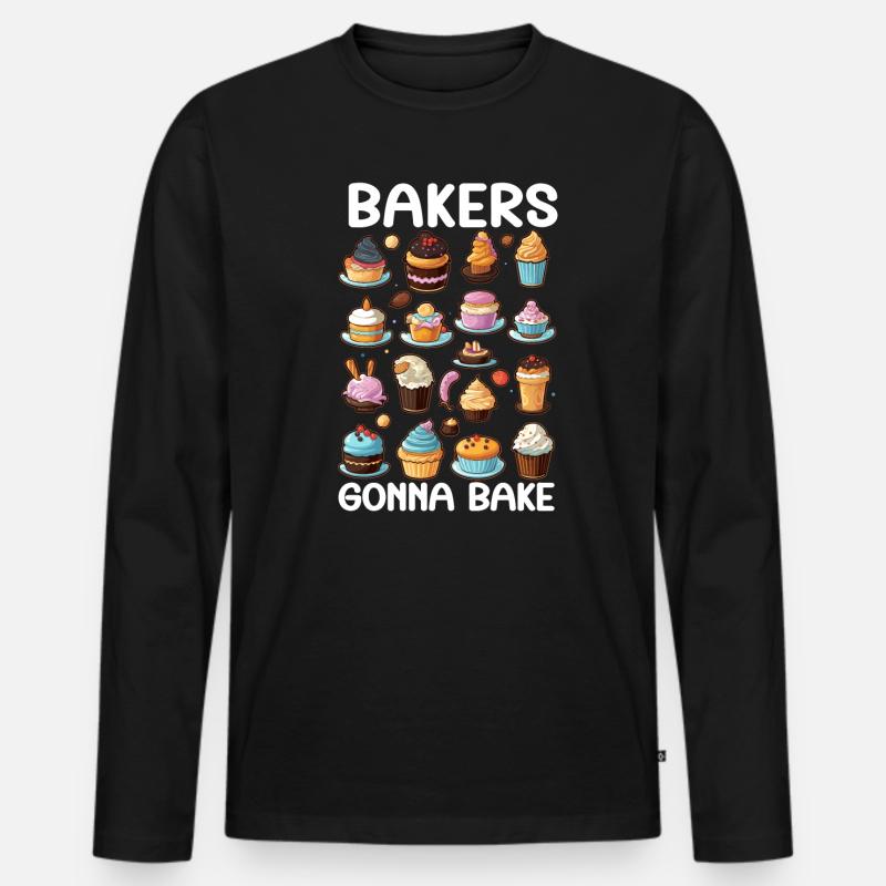 Bäcker Bäckerei Kuchen Brot Muffin Gebäck Lebensmittel Backen - Männer Premium Bio Langarmshirt - Schwarz