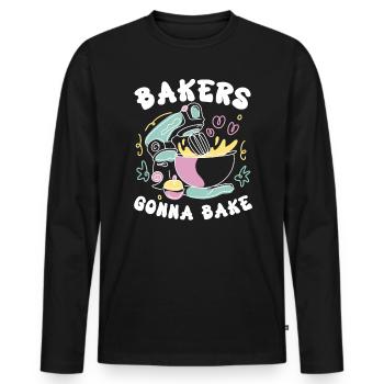 Bäcker Bäckerei Kuchen Brot Muffin Gebäck Lebensmittel Backen - Männer Premium Bio Langarmshirt - Schwarz - Vorne - Nico (187cm)