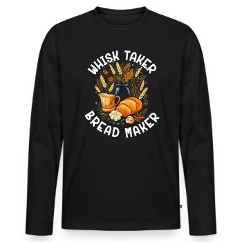 Bäcker Bäckerei Kuchen Brot Muffin Gebäck Lebensmittel Backen - Männer Premium Bio Langarmshirt - Schwarz - Vorne - Nico (187cm)
