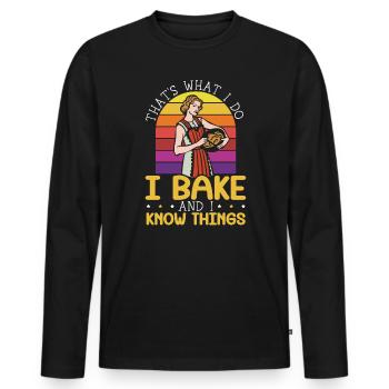 Bäcker Bäckerei Kuchen Brot Muffin Gebäck Lebensmittel Backen - Männer Premium Bio Langarmshirt - Schwarz - Vorne - Nico (187cm)