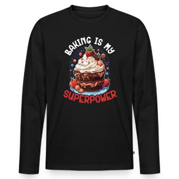 Bäcker Bäckerei Kuchen Brot Muffin Gebäck Lebensmittel Backen - Männer Premium Bio Langarmshirt - Schwarz - Vorne - Nico (187cm)