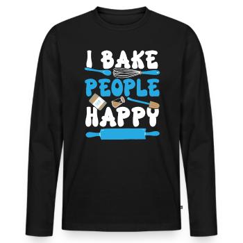 Bäcker Bäckerei Kuchen Brot Muffin Gebäck Lebensmittel Backen - Männer Premium Bio Langarmshirt - Schwarz - Vorne - Nico (187cm)