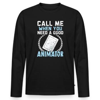3D-Animator Animieren von Keyframes, Rendern von Animationen - Männer Premium Bio Langarmshirt - Schwarz - Vorne - Nico (187cm)