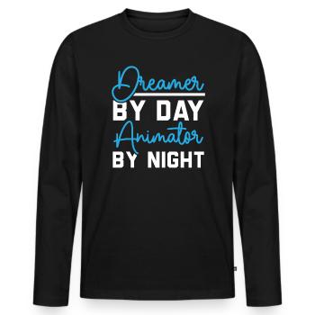 3D-Animator Animieren von Keyframes, Rendern von Animationen - Männer Premium Bio Langarmshirt - Schwarz - Vorne - Nico (187cm)