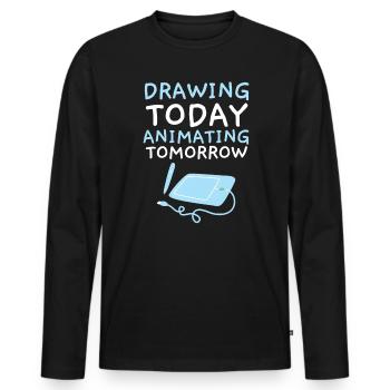 3D-Animator Animieren von Keyframes, Rendern von Animationen - Männer Premium Bio Langarmshirt - Schwarz - Vorne - Nico (187cm)