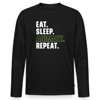 3D-Animator Animieren von Keyframes, Rendern von Animationen - Männer Premium Bio Langarmshirt - Schwarz - Vorne - Nico (187cm)