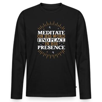 Méditation chrétienne Jésus Yoga Zen Christianisme - T-shirt manches longues Premium bio Homme - noir - Devant - Nico (187cm)