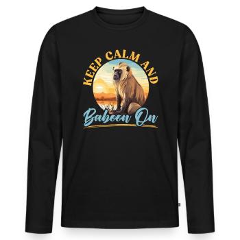 Pavian Affe Liebhaber Wildtier Tier Zoowärter - Männer Premium Bio Langarmshirt - Schwarz - Vorne - Nico (187cm)