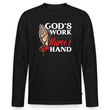 Christian Nurse RN Registered Nurse Christianity - Men's Premium Organic Long Sleeve Shirt - black - Front - Nico (187cm)