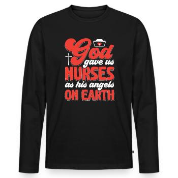 Infirmière chrétienne RN Infirmière autorisée Christianisme - T-shirt manches longues Premium bio Homme - noir - Devant - Nico (187cm)