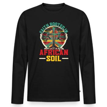 African Christian Afro American Black Christianity - Men's Premium Organic Long Sleeve Shirt - black - Front - Nico (187cm)