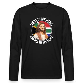 Christianisme afro-américain afro-américain Noir - T-shirt manches longues Premium bio Homme - noir - Devant - Nico (187cm)