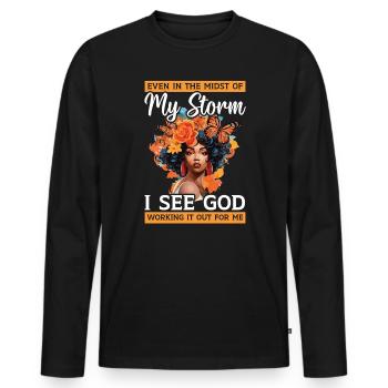 African Christian Afro American Black Christianity - Men's Premium Organic Long Sleeve Shirt - black - Front - Nico (187cm)