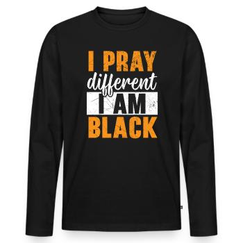 Christianisme afro-américain afro-américain Noir - T-shirt manches longues Premium bio Homme - noir - Devant - Nico (187cm)
