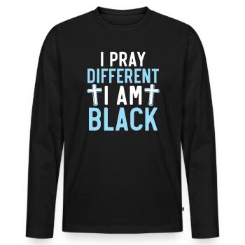 Christianisme afro-américain afro-américain Noir - T-shirt manches longues Premium bio Homme - noir - Devant - Nico (187cm)