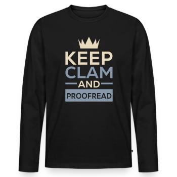 Relecture Travail d’orthographe Grammaire Relecteur - T-shirt manches longues Premium bio Homme - noir - Devant - Nico (187cm)