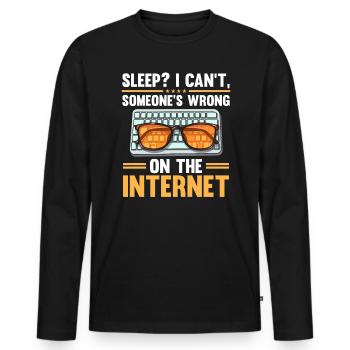Relecture Travail d’orthographe Grammaire Relecteur - T-shirt manches longues Premium bio Homme - noir - Devant - Nico (187cm)