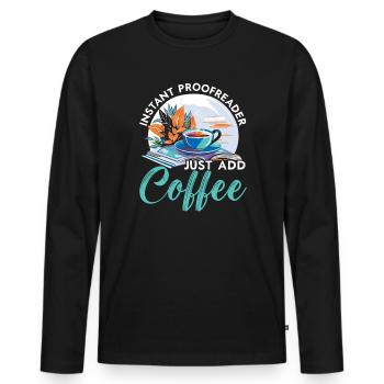 Relecture Travail d’orthographe Grammaire Relecteur - T-shirt manches longues Premium bio Homme - noir - Devant - Nico (187cm)