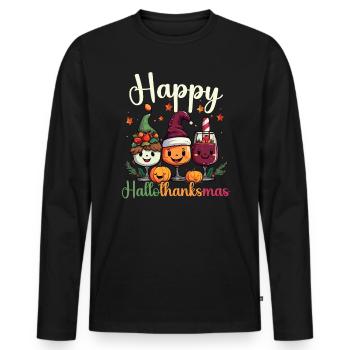 Hallothanksmas Halloween Thanksgiving Weihnachten - Männer Premium Bio Langarmshirt - Schwarz - Vorne - Nico (187cm)