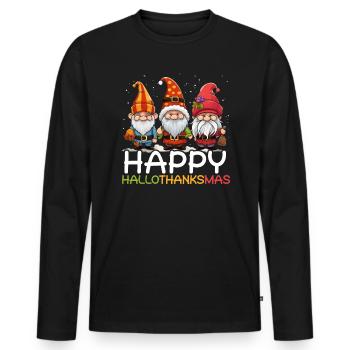 Hallothanksmas Halloween Thanksgiving Weihnachten - Männer Premium Bio Langarmshirt - Schwarz - Vorne - Nico (187cm)
