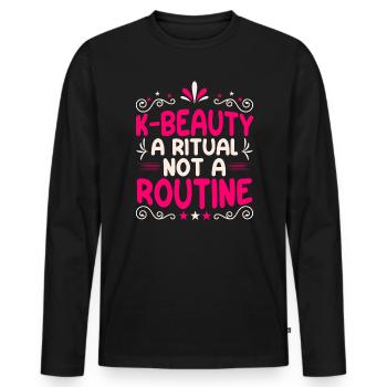 K-Beauty Hautpflege Oppa Korean Beauty Südkorea - Männer Premium Bio Langarmshirt - Schwarz - Vorne - Nico (187cm)