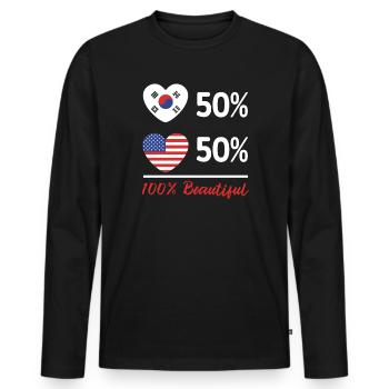 K-Beauty Skincare Oppa Korean Beauty Corée du Sud - T-shirt manches longues Premium bio Homme - noir - Devant - Nico (187cm)