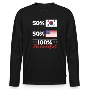 K-Beauty Skincare Oppa Korean Beauty Corée du Sud - T-shirt manches longues Premium bio Homme - noir - Devant - Nico (187cm)