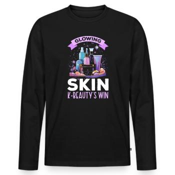 K-Beauty Skincare Oppa Korean Beauty Corée du Sud - T-shirt manches longues Premium bio Homme - noir - Devant - Nico (187cm)