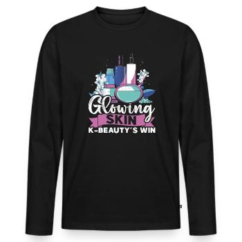 K-Beauty Skincare Oppa Korean Beauty Corée du Sud - T-shirt manches longues Premium bio Homme - noir - Devant - Nico (187cm)