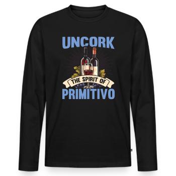 Primitivo Weinliebhaber Weinrebe Glas Alkohol Trinken - Männer Premium Bio Langarmshirt - Schwarz - Vorne - Nico (187cm)